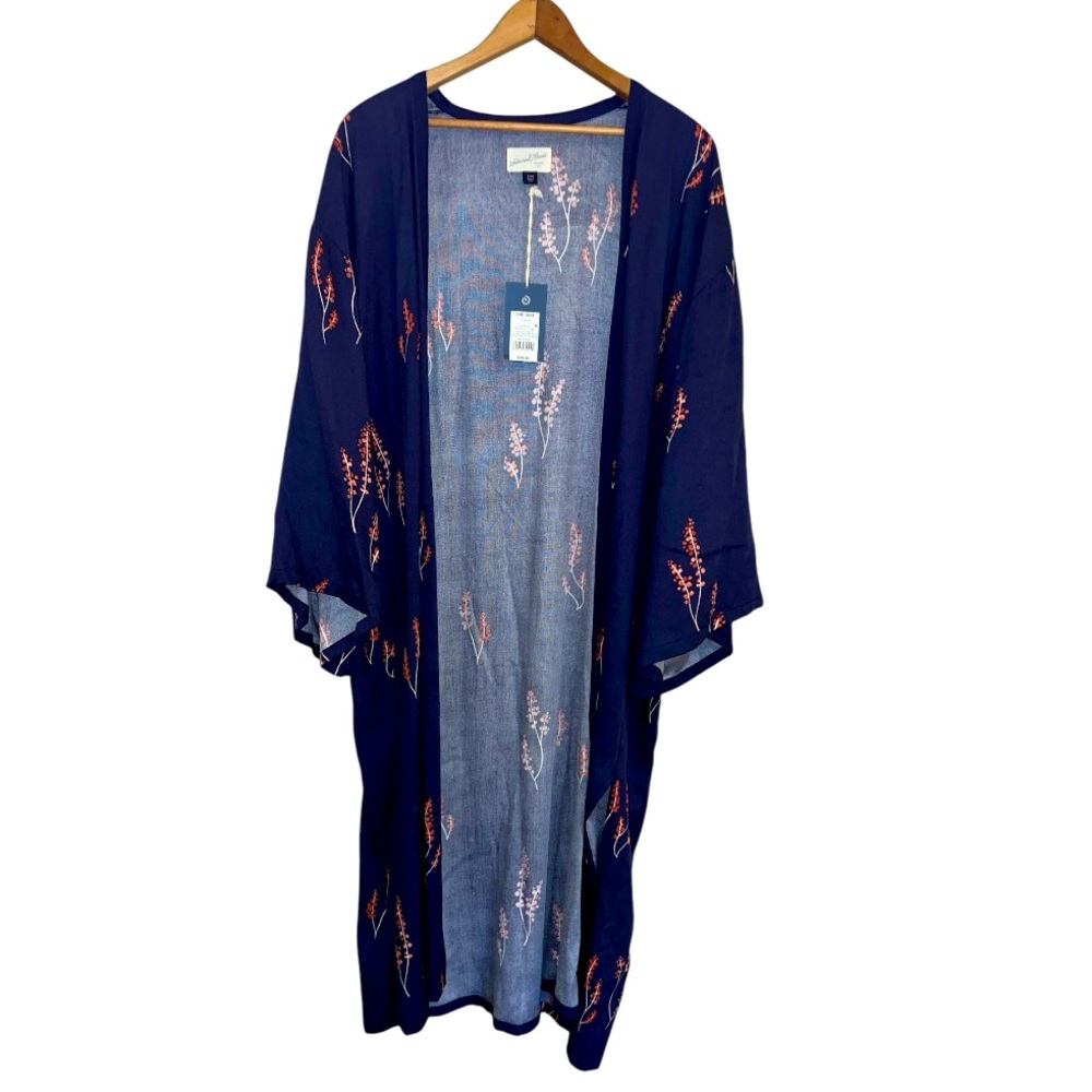 NWT Universal Threads Navy Kimono with Floral Print long OSFM boho lagenlook